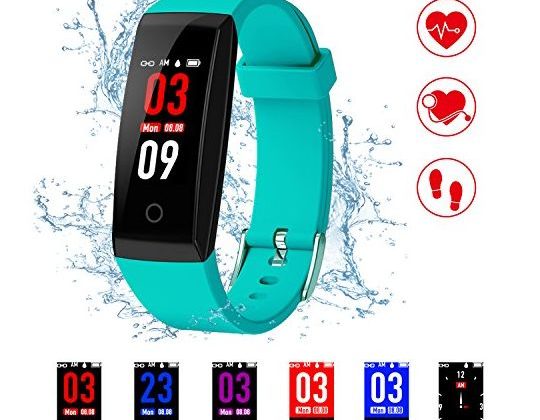 Fitness TrackerKirlor New Version Colorful Screen Smart Bracelet with Heart Rate Blood Pressure MonitorSmart Watch Pedometer Activity Tracker Bluetooth for Android & iOS