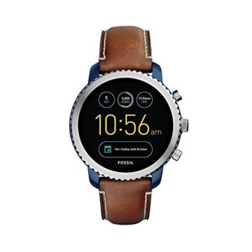 Fossil Q Men Gen 3 Explorist Stainless Steel and Leather Smartwatch Color Blue Brown