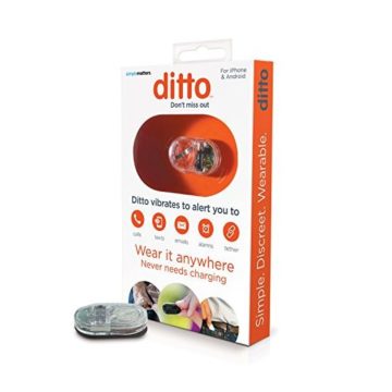 Simple Matters Ditto Vibrating Notification Device for People with Hearing Loss Waterproof iOS & Android Compatible Clear