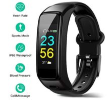 DEMAI Fitness Tracker HR IP68 WaterResistant Smart Sports Bracelet with Bluetooth HeadsetHeart Rate Monitor Sleep Step Counter Intelligent Activity Tracker Pedometer Watch for Android& iOS