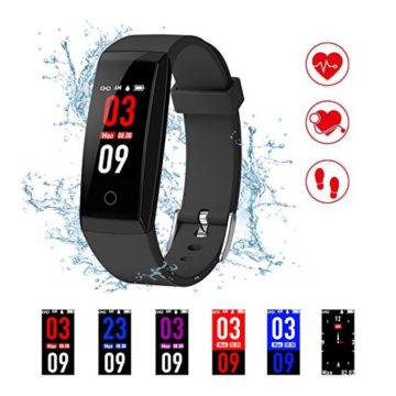 Fitness TrackerKirlor New Version Colorful Screen Smart Bracelet with Heart Rate Blood Pressure MonitorSmart Watch Pedometer Activity Tracker Bluetooth for Android & IOS