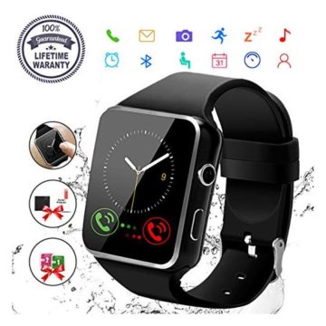 Smart WatchBluetooth Smartwatch Touch Screen Wrist Watch with Camera SIM Card SlotWaterproof Phone Smart Watch Sports Fitness Tracker Compatible Android Phone iOS Phones Black