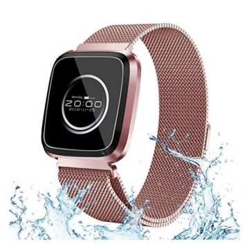 Sports Smart Bracelets Watch Fitness Tracker for Women Men 240×240 IPS HD Screen IP68 Waterproof Heart Rate Blood Pressure Sleep Monitor Running GPS Tracker Metal Case Band for iOS Android Phones