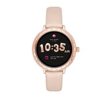 Kate Spade New York Scallop Touchscreen Smartwatch Rose Goldtone Stainless Steel Vachetta Leather Band 42mm KST2003