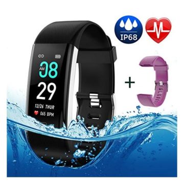 Fitness Tracker Color Screen IP68 Waterproof Activity Tracker Smart Watch Remote Photography Heart Rate Blood Pressure Blood Oxygen Monitor Step Calorie Counter Pedometer for Women Men Kids
