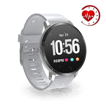 YoYoFit Smart Fitness Watch with Heart Rate Monitor Waterproof Fitness Activity Tracker Step Counter with Music Player Control Customized Face Look GPS Pedometer Watch for Women Men Grey