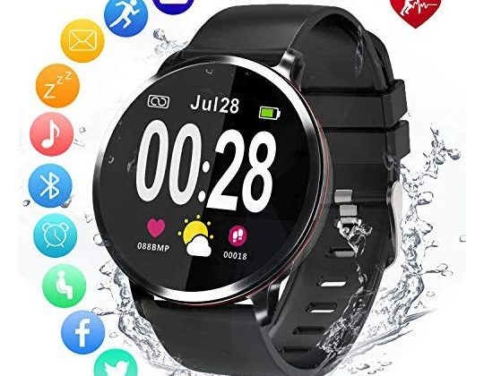 Amerzam Smart Watch for Android iOS Phones，Activity Fitness Tracker Waterproof with Heart Rate Monitor Sleep Tracker Step Counter for Women and Men