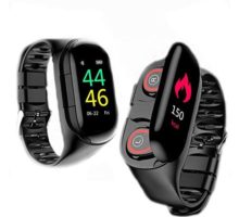 Smart Watch Dual Wireless Bluetooth Earbuds 2 in 1 IP67 Waterproof Touch Scree Smart Sport Bracelet Fitness Trackers Heart Rate Blood Pressure Monitor for Android & iOS Long Standby