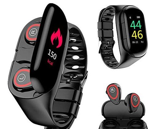 Wireless Bluetooth Earbuds Smartwatch Bracelet 2 in 1 Fitness Tracker Band Smart Bracelet