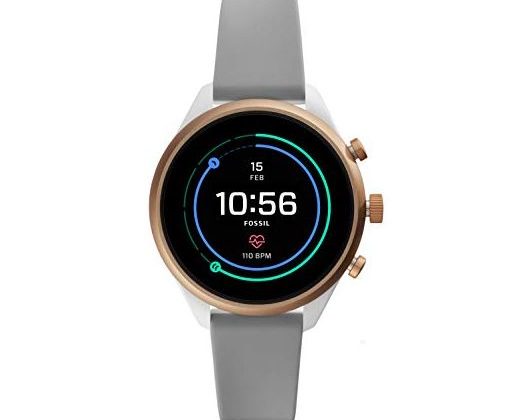 Fossil Women Gen 4 Sport Heart Rate Metal and Silicone Touchscreen Smartwatch Color Rose Gold Grey
