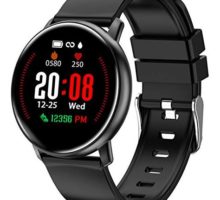 Smart Watch for Android iOS Phones Sport Fitness Tracker Pedometer Watch with Heart Rate Monitor for Women Men and Kids Sleep Monitor Calorie Counter IP68 Waterproof Color Touch Screen Black
